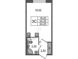 Студия № 249 Корп.: 5 , Секция 6  в ЖК Univer City