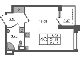 Студия № 198 Корп.: 11 , Секция 5  в ЖК Univer City