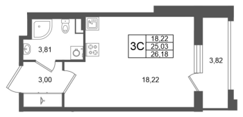 Студия № 285 Корп.: 10 , Секция 8  в ЖК Univer City