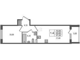 2 ккв (Евро) № 11 Корп.: 2 , Секция 1  в ЖК Univer City