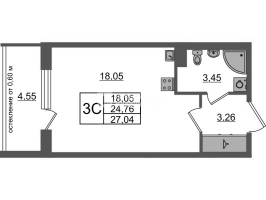 Студия № 330 Корп.: 11 , Секция 9  в ЖК Univer City