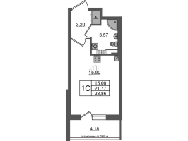 Студия № 274 Корп.: 12 , Секция 8  в ЖК Univer City