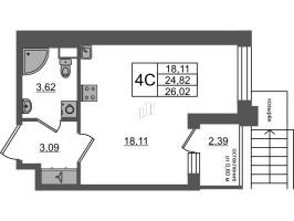 Студия № 242 Корп.: 11 , Секция 6  в ЖК Univer City