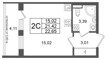 Студия № 44 Корп.: 9 , Секция 1  в ЖК Univer City