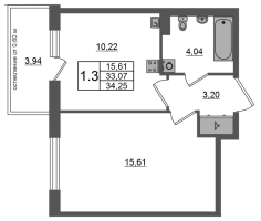 1 ккв № 82 Корп.: 11 , Секция 3  в ЖК Univer City