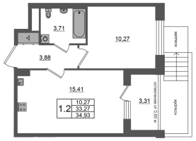 2 ккв (Евро) № 85 Корп.: 11 , Секция 3  в ЖК Univer City