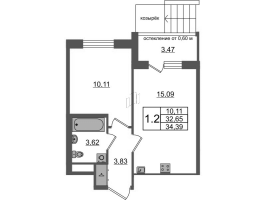 2 ккв (Евро) № 43 Корп.: 11 , Секция 2  в ЖК Univer City