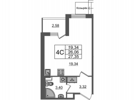 Студия № 433 Корп.: 6 , Секция 13  в ЖК Univer City