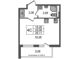 Студия № 127 Корп.: 8 , Секция 4  в ЖК Univer City