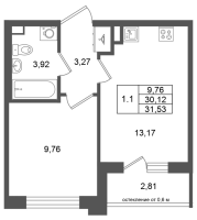 1 ккв № 399 Корп.: 7 , Секция 11  в ЖК Univer City