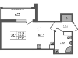 Студия № 206 Корп.: 12 , Секция 6  в ЖК Univer City