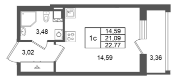 Студия № 321 Корп.: 7 , Секция 8  в ЖК Univer City
