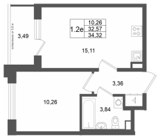 2 ккв (Евро) № 48 Корп.: 7 , Секция 2  в ЖК Univer City