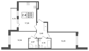 3 ккв (Евро) № 129 Корп.: 9 , Секция 4  в ЖК Univer City