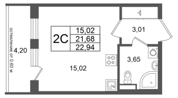 Студия № 7 Корп.: 9 , Секция 1  в ЖК Univer City