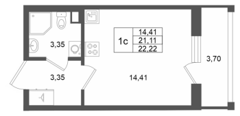 Студия № 13 Корп.: 7 , Секция 1  в ЖК Univer City
