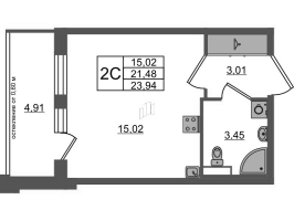 Студия № 93 Корп.: 12 , Секция 3  в ЖК Univer City