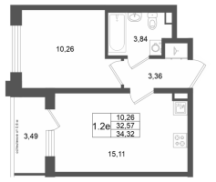 2 ккв (Евро) № 49 Корп.: 7 , Секция 2  в ЖК Univer City