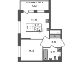 1 ккв № 17 Корп.: 11 , Секция 1  в ЖК Univer City