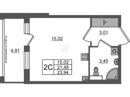 Студия № 176 Корп.: 12 , Секция 5  в ЖК Univer City