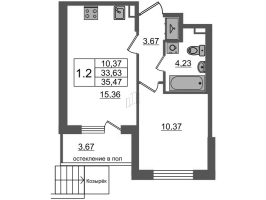 2 ккв (Евро) № 113 Корп.: 8 , Секция 4  в ЖК Univer City