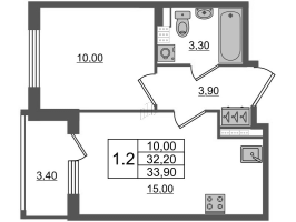 2 ккв (Евро) № 41 Корп.: 1 , Секция 1  в ЖК Univer City
