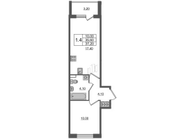 2 ккв (Евро) № 102 Корп.: 1 , Секция 4  в ЖК Univer City