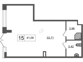 К. пом № НП15 Корп.: 6 , Секция 2  в ЖК Univer City