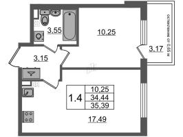 2 ккв (Евро) № 179 Корп.: 8 , Секция 5  в ЖК Univer City