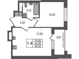 2 ккв (Евро) № 236 Корп.: 11 , Секция 6  в ЖК Univer City