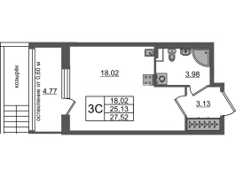 Студия № 405 Корп.: 11 , Секция 11  в ЖК Univer City