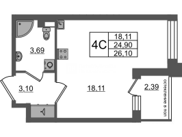 Студия № 197 Корп.: 11 , Секция 5  в ЖК Univer City