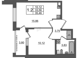 2 ккв (Евро) № 137 Корп.: 12 , Секция 4  в ЖК Univer City