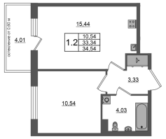 2 ккв (Евро) № 81 Корп.: 11 , Секция 3  в ЖК Univer City