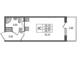 Студия № 45 Корп.: 2 , Секция 1  в ЖК Univer City