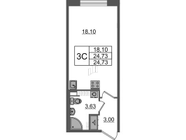 Студия № 333 Корп.: 5 , Секция 8  в ЖК Univer City