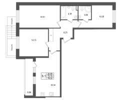 4 ккв (Евро) № 176 Корп.: 9 , Секция 6  в ЖК Univer City