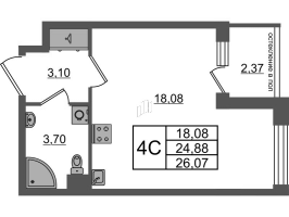 Студия № 126 Корп.: 11 , Секция 4  в ЖК Univer City