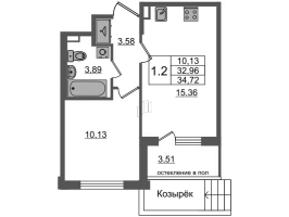 2 ккв (Евро) № 87 Корп.: 8 , Секция 3  в ЖК Univer City
