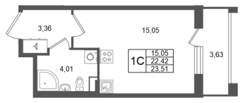 Студия № 286 Корп.: 10 , Секция 8  в ЖК Univer City
