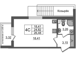 Студия № 52 Корп.: 8 , Секция 2  в ЖК Univer City