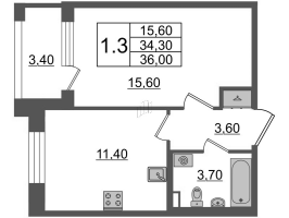 1 ккв № 387 Корп.: 4 , Секция 14  в ЖК Univer City