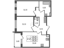 3 ккв (Евро) № 6 Корп.: 1 , Секция 1  в ЖК Univer City