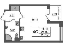 Студия № 122 Корп.: 11 , Секция 4  в ЖК Univer City