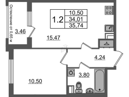 2 ккв (Евро) № 217 Корп.: 5 , Секция 6  в ЖК Univer City