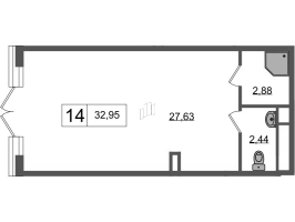 К. пом № НП14 Корп.: 6 , Секция 2  в ЖК Univer City