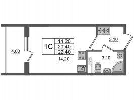 Студия № 135 Корп.: 2 , Секция 4  в ЖК Univer City