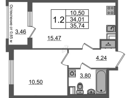 2 ккв (Евро) № 123 Корп.: 6 , Секция 4  в ЖК Univer City