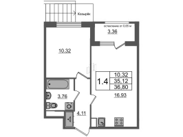 2 ккв (Евро) № 86 Корп.: 6 , Секция 3  в ЖК Univer City