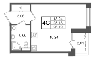 Студия № 122 Корп.: 9 , Секция 4  в ЖК Univer City